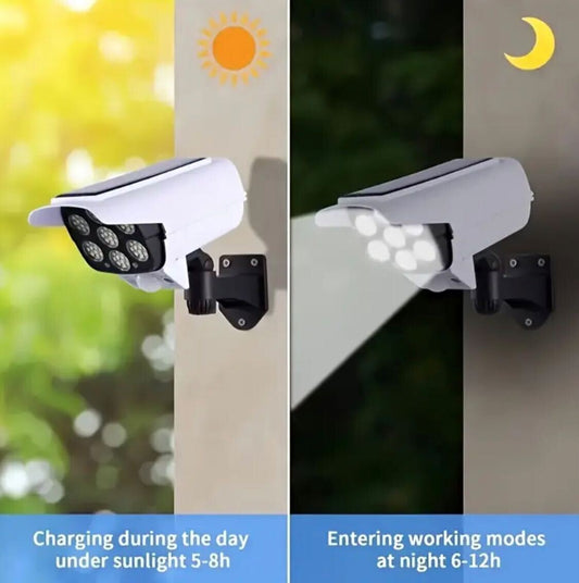 2pcs Outdoor Simulated Surveillance Lights – Motion Sensor, No Camera, Auto On at Dusk, Easy Install, No Wiring, 1200mAh Battery | For Yard, Garden Gate, Garage, Pathways | Security Light