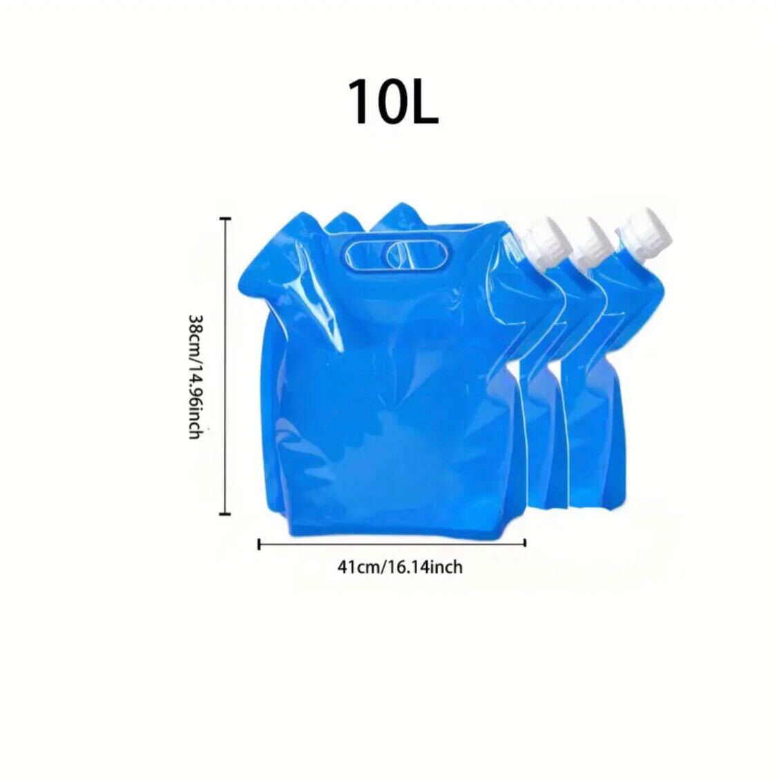 3 pieces High Quality PE Water Bags, Blue, Foldable, Durable and Leak-Proof, Freezable, Portable Handle, Food-Grade Plastic Without BPA. Suitable for Outdoor, Emergency, Camping, Hiking, Travel, Ice Bath, Capacity 10L.