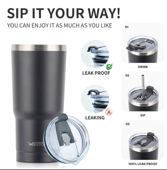 WATERSY 100% Original 20oz Tumbler with Lid, Stainless Steel Vacuum Insulated Double Wall Travel Tumbler, Durable Insulated Coffee Mug, Powder Coated Thermal Cup With Lids And Straw and cleaning brush, Dishwasher safety.