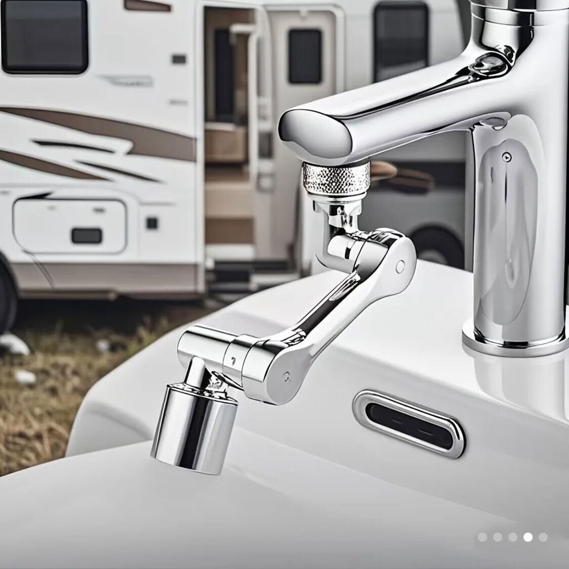 2 pieces 1080 ° rotating bathroom faucet nozzle, Silvery design, designed to save water, extend kitchen faucet, robot arm for washbasin, and home renovation sink accessory, suitable for RV bathroom faucet.