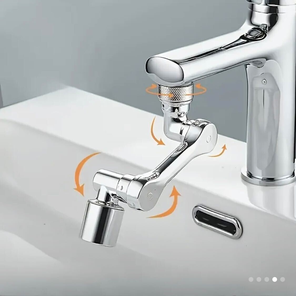 2 pieces 1080 ° rotating bathroom faucet nozzle, Silvery design, designed to save water, extend kitchen faucet, robot arm for washbasin, and home renovation sink accessory, suitable for RV bathroom faucet.