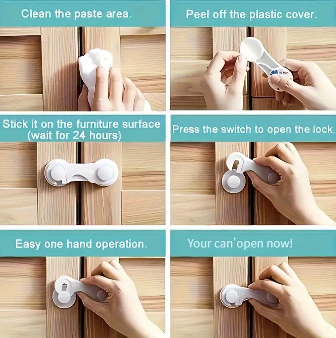 3 pieces White Cabinet Locks – Easy-Install Adhesive Stops for Drawers, Cabinets, Fridges, Ovens & More | Durable Plastic | Child Safety & Home Organization | Sleek Design | Kitchen Safety Essential