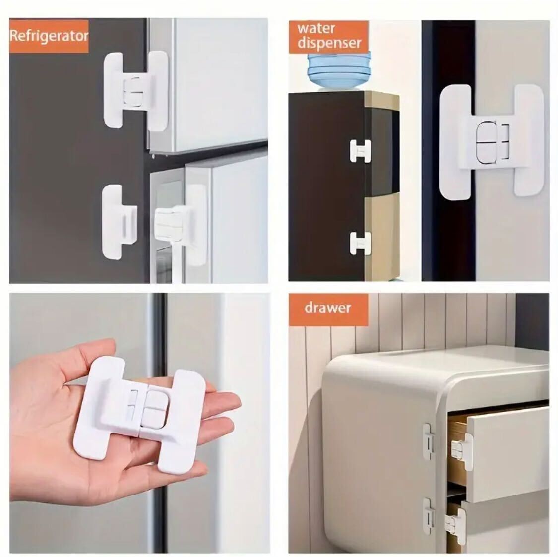 3 pieces Refrigerator Door Closer with Safety Buckle Refrigerator Door Anti-Opening Device, Universal Double Buckle Design Without Drilling Holes, Ensures Safe Closure
