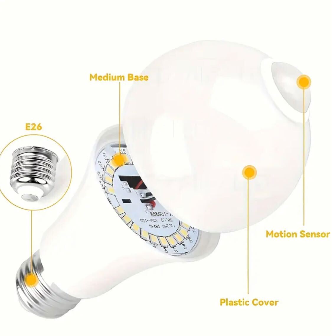 5 pieces High-Quality 9W Motion Sensor LED Bulb – EU Standard, E27 Base, Infrared Detection, 350-500 Lumens | Aluminium Shell | Ideal for Hallways, Porches, Garages, Patios, Cabinets & Indoor Use