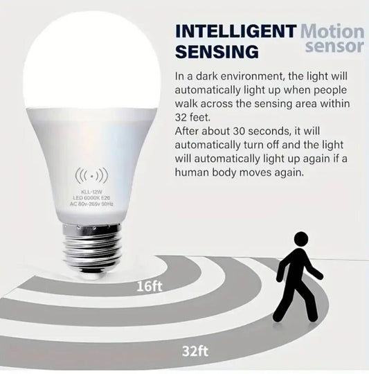 3 pieces Kasotile 9W Motion Sensor LED Bulb – EU Standard, E26 Base, 6000K Daylight, Dusk to Dawn Sensor | Hard-Wired Safety Light for Entryway, Porch, Hallway, Stairs, Indoor Ceiling & Wall Use (1 Pack)
