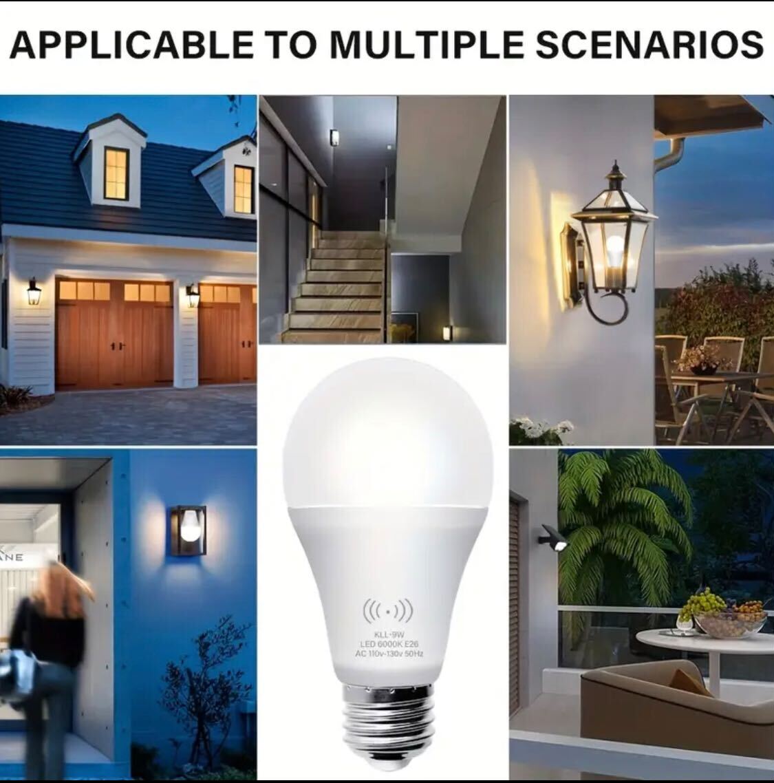 3 pieces Kasotile 9W Motion Sensor LED Bulb – EU Standard, E26 Base, 6000K Daylight, Dusk to Dawn Sensor | Hard-Wired Safety Light for Entryway, Porch, Hallway, Stairs, Indoor Ceiling & Wall Use (1 Pack)