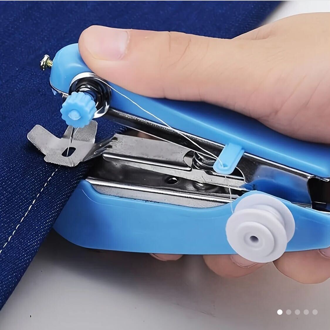 2 pieces Random Colour portable handheld sewing machine - compact and easy-to-use mini manual tool with adjustable tension knob, available in blue, red, white, pink - perfect for quick repairs and outdoor adventures.