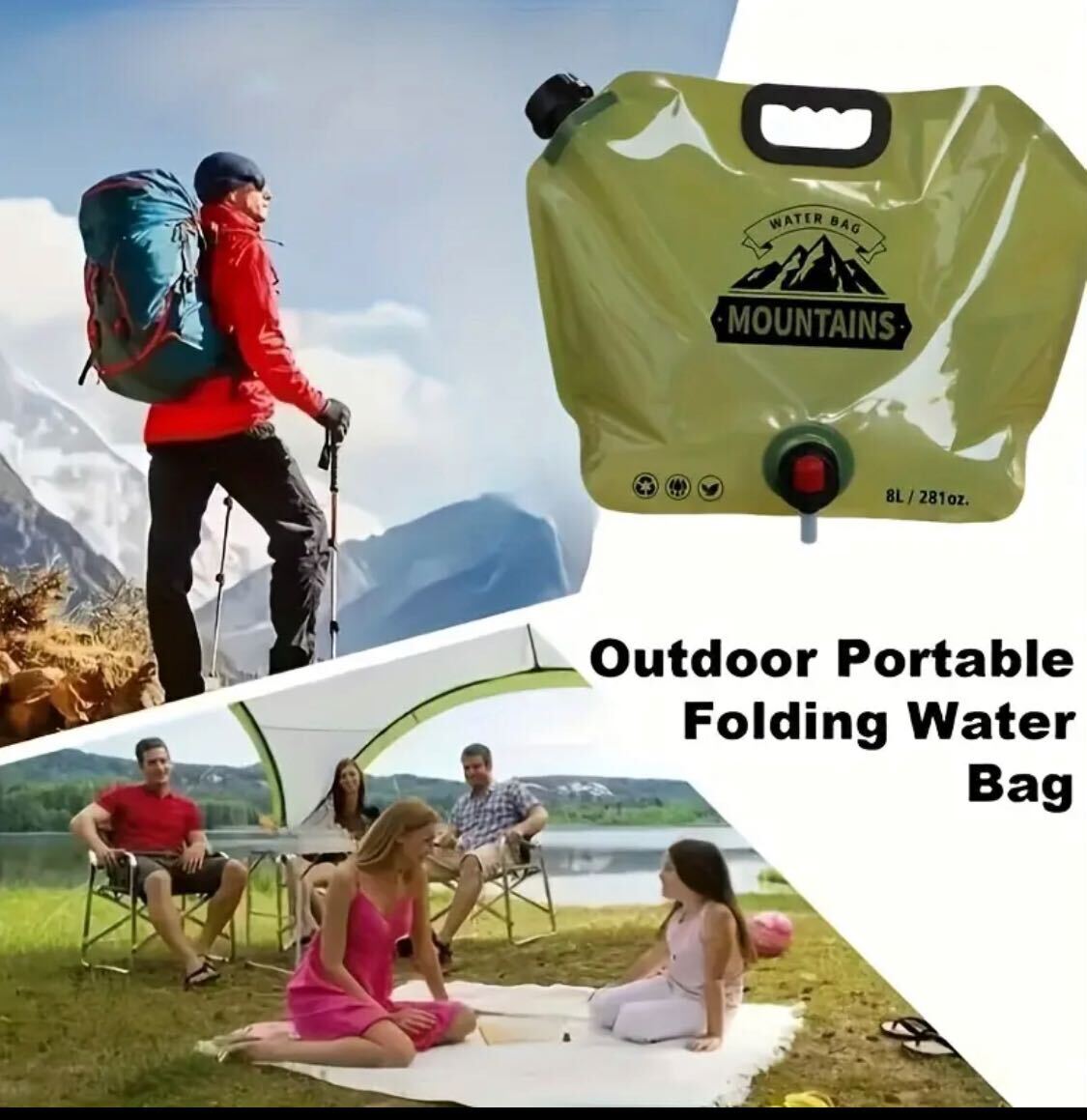 3 pieces High-Quality EU Standard Foldable Water Container – PBA-Free, Food Grade, Leak-Resistant with Faucet | Portable Water Bag for Camping, Hiking, Cycling & Outdoor Travel | Safe Drinking Solution