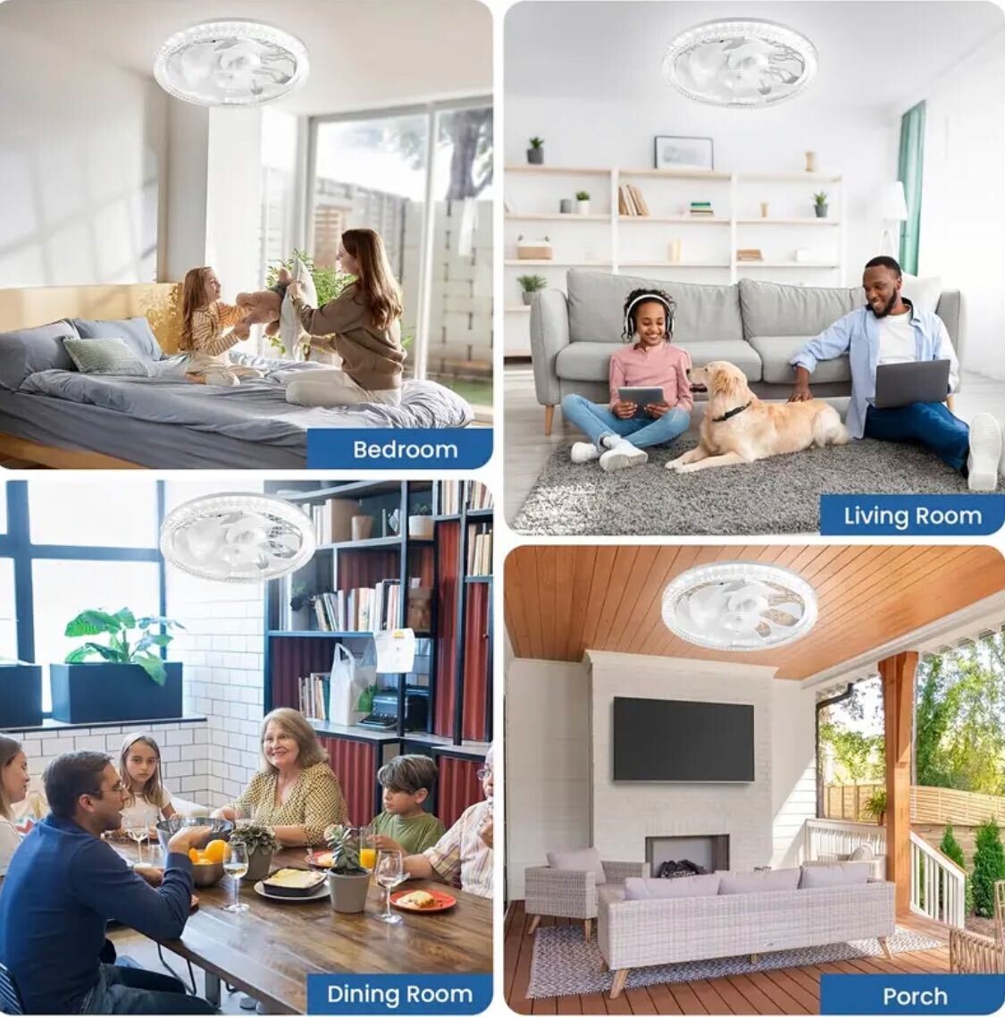 EU Standard Smart Ceiling/Wall Fan Light – E27 Holder, Remote Dimming & 4-Speed Wind Control | Lighting + Fan Combo for Bedroom, Kitchen, Bath, Living Room | Intelligent & Universal Design