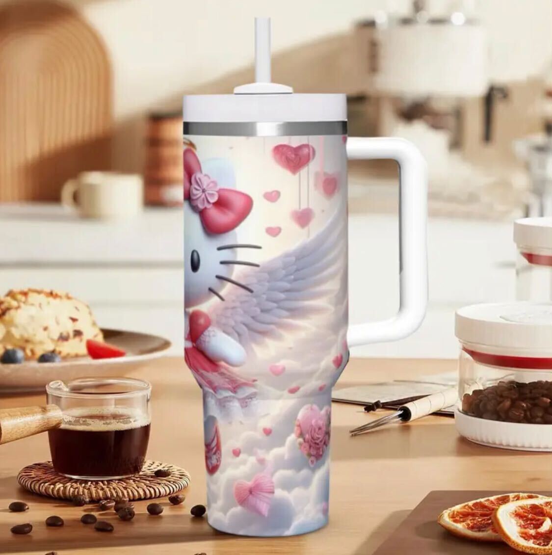 40oz Insulated Stainless Steel Mug – Double-Wall Vacuum Cup with Lid & Straw | Spill-Proof, Non-Slip Handle | Hot/Cold Travel Mug for Home, Office, Cafe, Hiking | Durable 304 Steel | Handwash Only