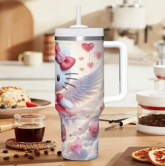 40oz Insulated Stainless Steel Mug – Double-Wall Vacuum Cup with Lid & Straw | Spill-Proof, Non-Slip Handle | Hot/Cold Travel Mug for Home, Office, Cafe, Hiking | Durable 304 Steel | Handwash Only