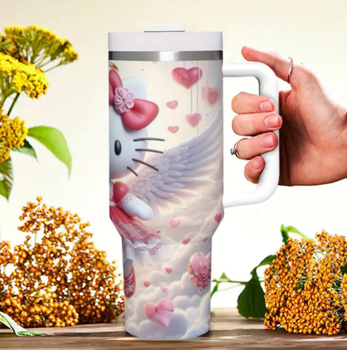 40oz Insulated Stainless Steel Mug – Double-Wall Vacuum Cup with Lid & Straw | Spill-Proof, Non-Slip Handle | Hot/Cold Travel Mug for Home, Office, Cafe, Hiking | Durable 304 Steel | Handwash Only