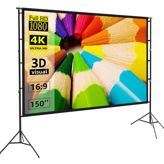 Projector Screen 150 Inch Tripod Potable Double Stand 8x10 Feet 4:3mw Speed-x