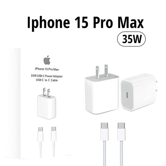 2pieces Iphone 15 Pro Max 2 Pin (us Pin) 35w Usb-c Power Adapter With Usb-c To C Cable
