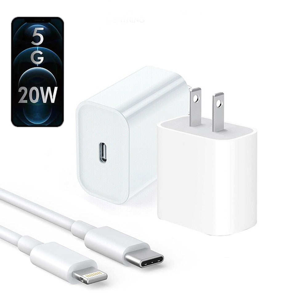 2 pieces Iphone Usb-c Pd 20w Power Adapter Charger 2 Pin (usa Pin) With Cable