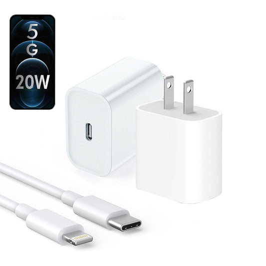 2 pieces Iphone Usb-c Pd 20w Power Adapter Charger 2 Pin (usa Pin) With Cable