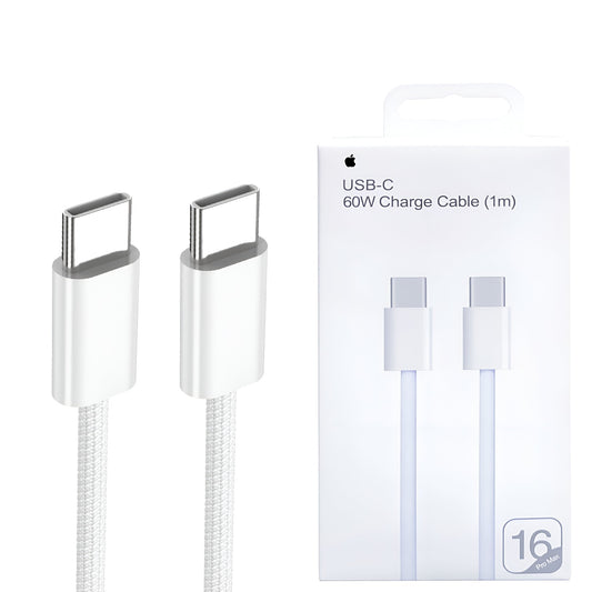 3pieces Iphone 16 Pro Max 60w Type C To C Pd Fast Charging Nylon Cable (1m) With Big Packing