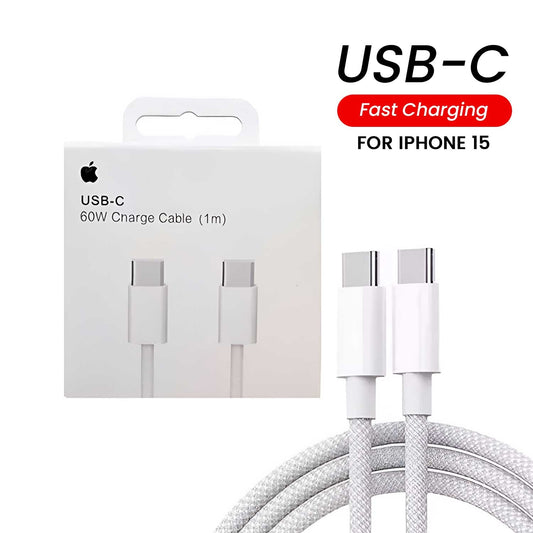 4vpieces Iphone Pd 60w Fast Charging Nylon Type-c To C Cable For Iphone 15 Pro Max (1m)