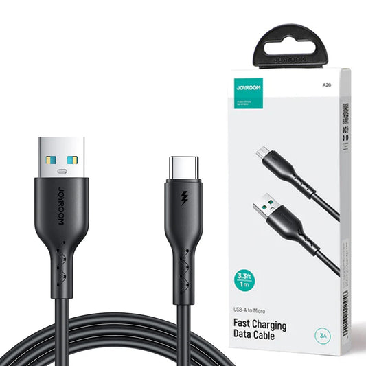 2 pieces Joyroom (sa26-ac3) 3a Usb-a To Type-c Fast Charging Data Cable 1m Black