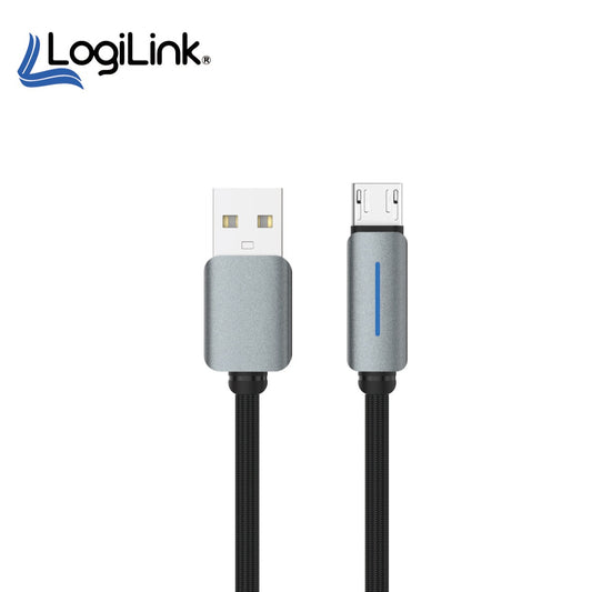 3 pieces Logilink Usb To Micro Nylon Fast Charging Data Cable With Light 1m (1 Year Warranty) Black