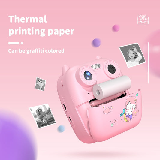 D8s Childrens Time Front/back Rear Hd Digital Thermal Print Camera 1080p 48mp Pink