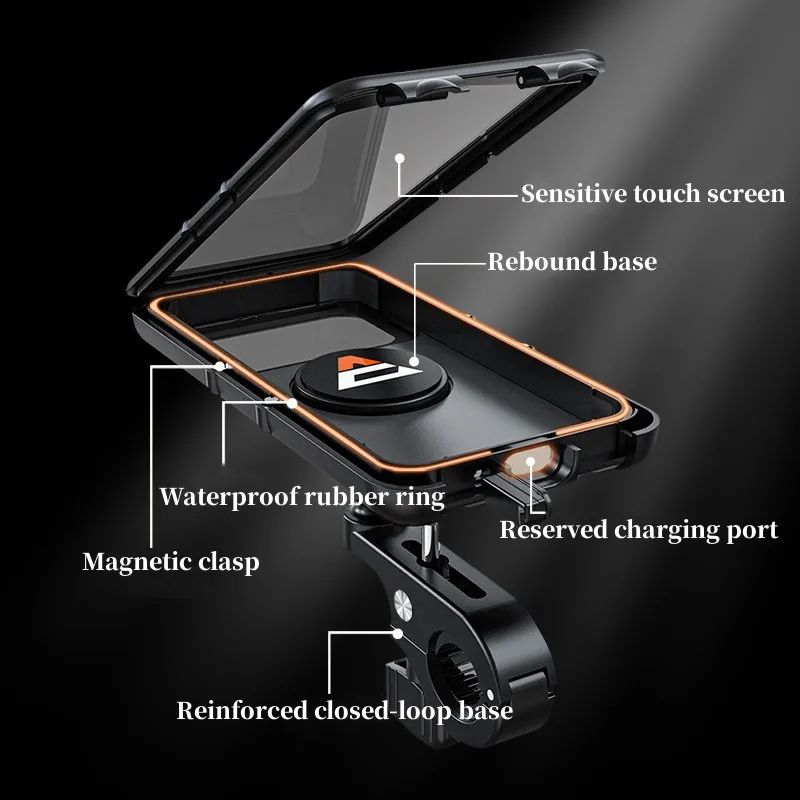 2 pieces Acrunu Motorcycle Phone Holder – Waterproof MTB & Bike Mobile Mount, 360° Rotation, Secure Fit for Electric Scooters & Motorcycles, Keeps Phone Safe in All Weather for Navigation & Riding.