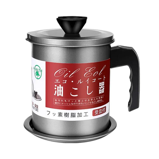 Easy Kitchen Oil Filter Pot Oil Strainer Pot Stainless Steel Grease Strainer Oil Storage Pot Oil Container Stainless Steel Oiler Tank Container Grease Keeper with Filter Dust Lid Non slip Handle for Frying Oil and Cooking Grease