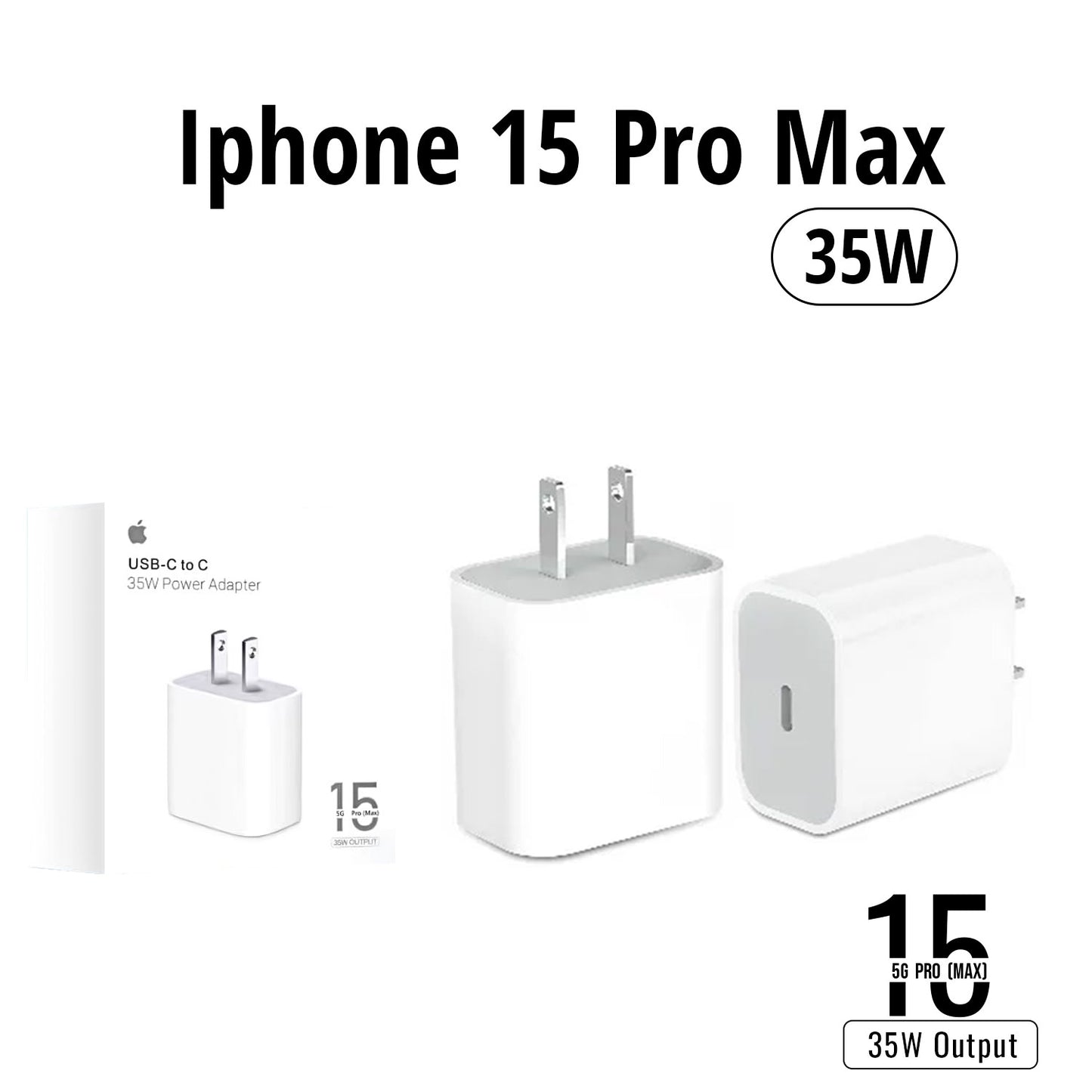 IPHONE 15 PRO MAX 2 PIN (US PIN) 35W USB-C POWER ADAPTER (WITHOUT PACKING)
