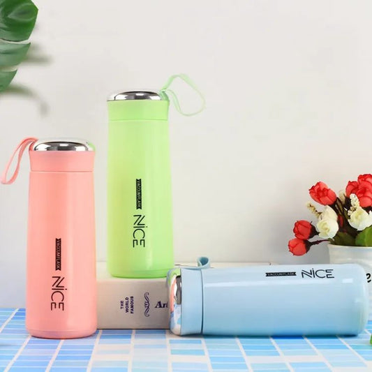 Nice Glass Water Bottles Natural BPA Free Eco Friendly Reusable Refillable Water Glass Water Bottles Wide Mouth Liquid Storage Leak Proof Caps Perfect For Travel and Storing Beverages Juice Smoothies Tea 450ml Multicolor