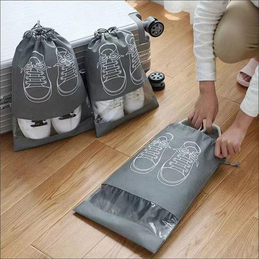 4 pieces Printed Woven Shoe Front Transparent Pouch