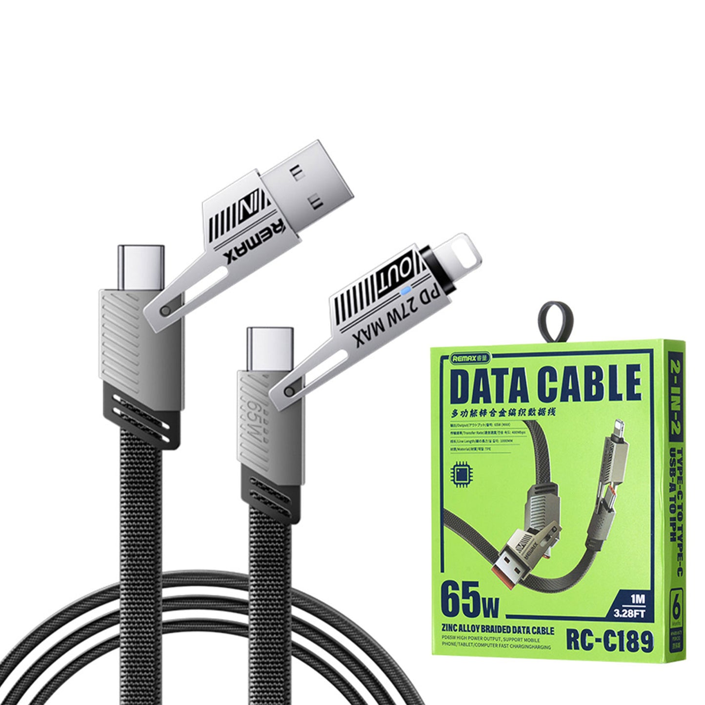 REMAX RC-C189 65W 4 IN 1 MULTI FUNCTIONAL DATA CABLE BLACK