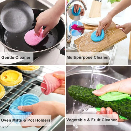 3 pieces Silicone Scrubber Silicone Sponges Multipurpose Kitchen Scrub Brush for Dish Pot and Veggies