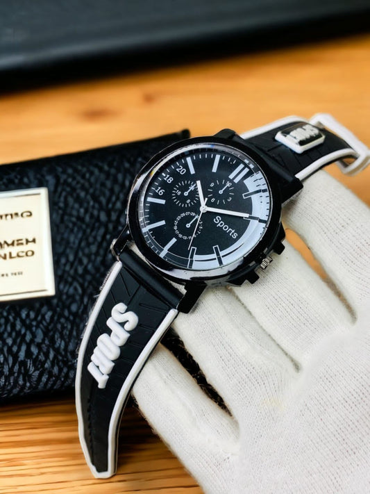 2 pieces White Color Stylish Sports Analog Rubber Strap Watch For Boys Men's