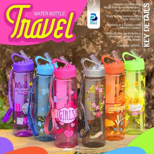 2 pieces Travel Water Bottle With Ice Cube Tube | Sports Water Bottle 600ml