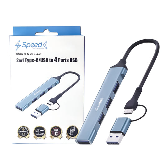 USB HUB 3.0 4PORT 2 IN 1 TC AND USB A